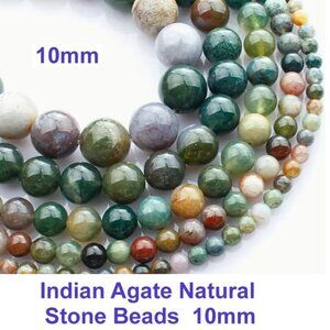 Big, Bold, Beautiful 10mm Natural Indian Agate Beads   15" Strand